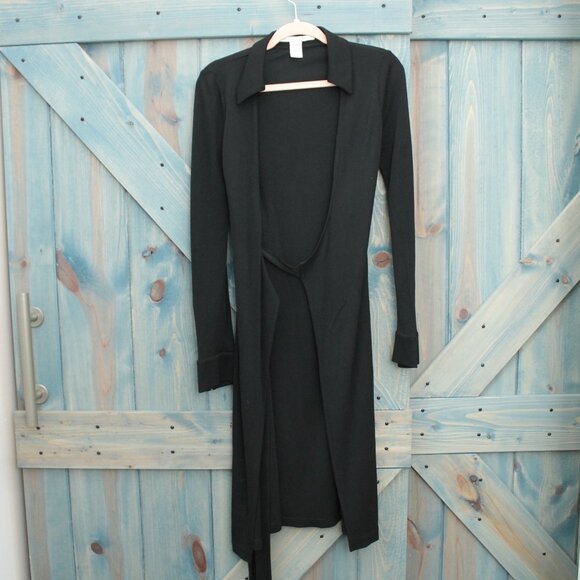 Diane Von Furstenberg Black Wrap Dress Classic Collared Size 6 Made in USA DVF - Picture 4 of 10